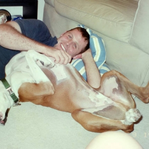 Just a little to the left, Dad.