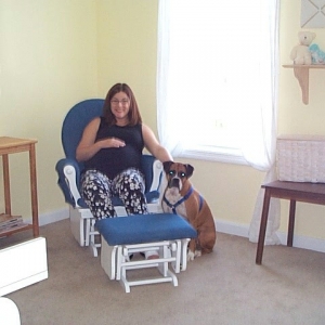 Hera and Mom in Madie's room