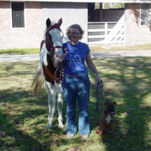 Me and my "kids" - Taz (horse), Roxy (boxer)