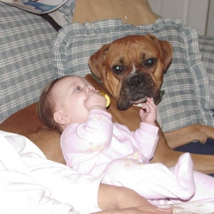 Harley petting her Puppy!!