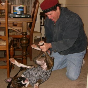 Otis hates getting dressed!
