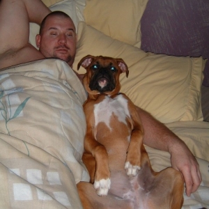 Pru & Daddy lounging