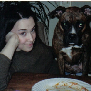 Peyton and I eating dinner