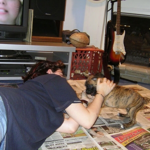 kiki playing with me on her first night