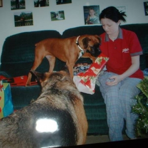 Cinnamon opening her present