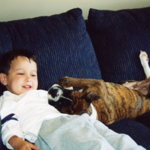 His Favorite Spot --- the Couch w/ our son!