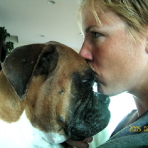 Peanut and her mom during her illness