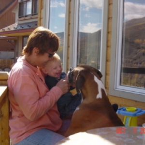 henry and peanut with "Goggie"