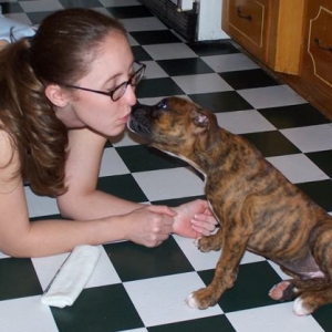Gus's first day home...he's always been a kisser :)