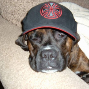 Wearing Daddy's hat