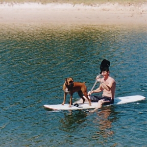 Tyson having a surf skii