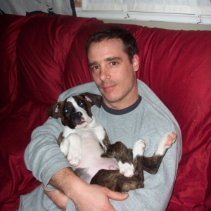 Leo with Dad @ 2 mths