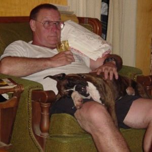 Sleepin on grandpa's lap