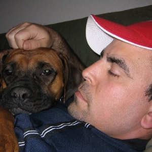 Tess and Daddy Snoozing