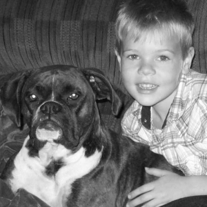 Boy and his dog.