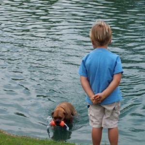 With Lucky at the lake