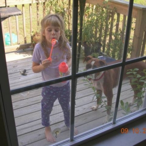 Blowing bubbles with Lexi