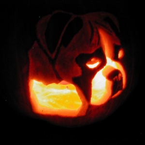 J.C. on a pumpkin