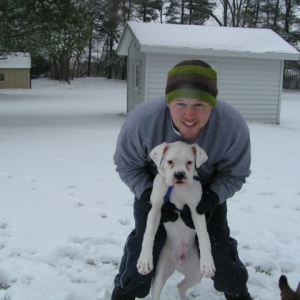 Tyson and dad playing in the snow