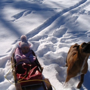 Cooper and Olivia out back