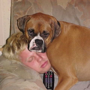 Otis sleeping on Brandon