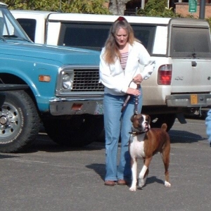 Deeg and I at dog obedience class