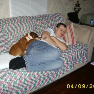 Max and the hubby taking a quick nap