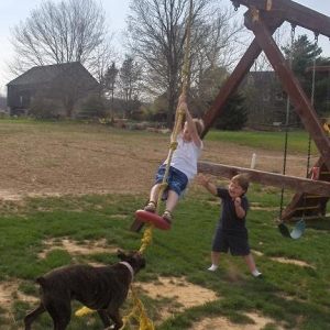 Playing with my cousins at Easter
