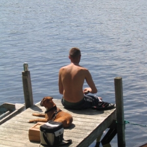 roxy & dad at the lake