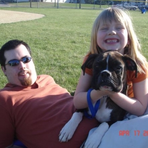 Erick, Madison & Rocky at a soccer game.