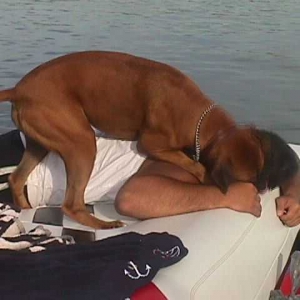 Playing on the boat
