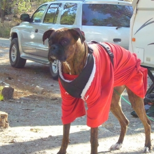 That sun feels good now that I have dad's shirt on!