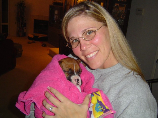 After our first bath, sleepy...