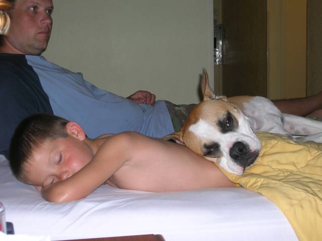 AJ relaxing with his boy!