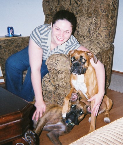 Amanda with Sadie and Blue