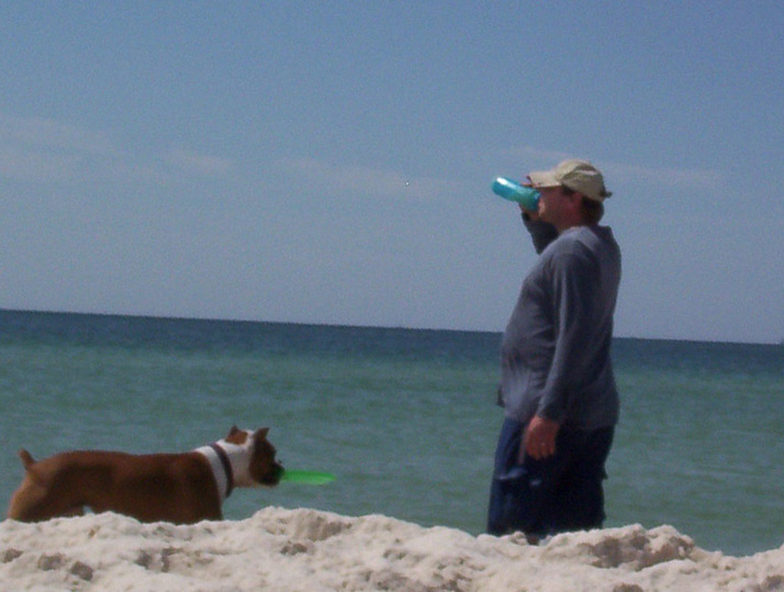 Bart and Punchie playing frisbee