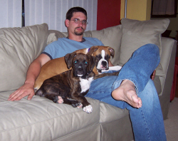 Baxter and Roxie with their daddy