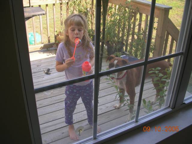 Blowing bubbles with Lexi