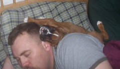daddy is fast asleep think he'll notice  me.