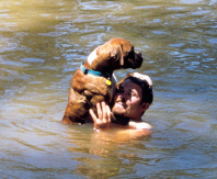 daddy trying to teach H to swim