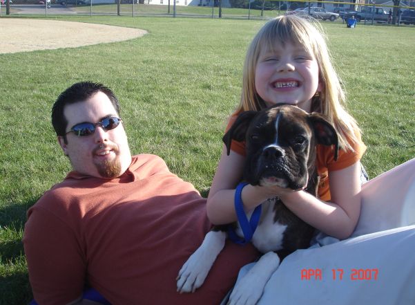 Erick, Madison & Rocky at a soccer game.