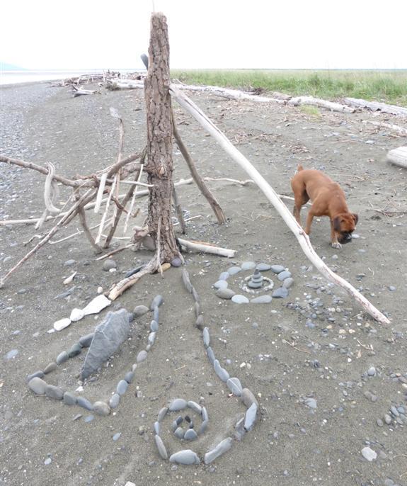 Ginger found some beach art.