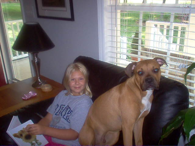 Hanna and our oversized lap dog!