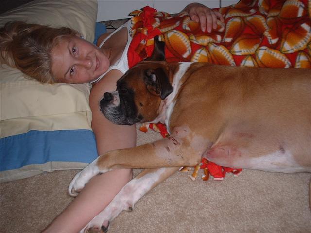 Lounging with mom