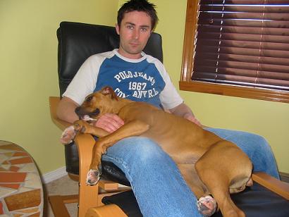 me and my dad on MY chair!!!