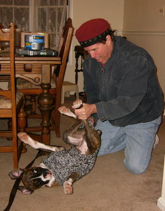 Otis hates getting dressed!