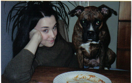 Peyton and I eating dinner