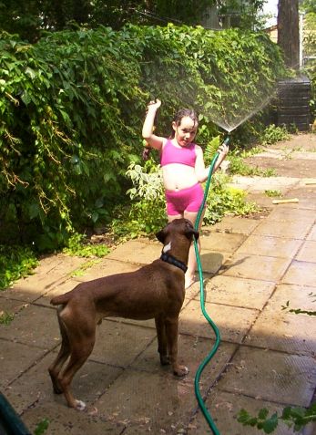 Playing in water