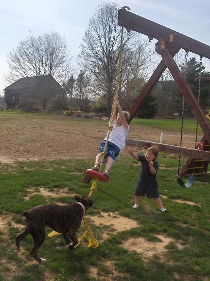 Playing with my cousins at Easter
