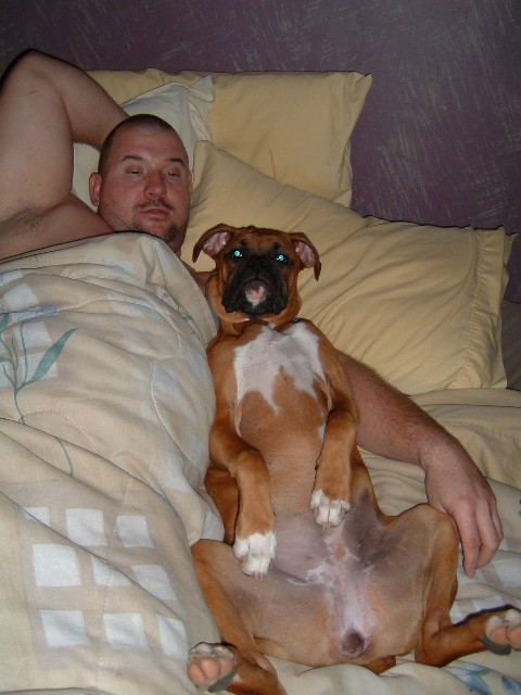 Pru & Daddy lounging